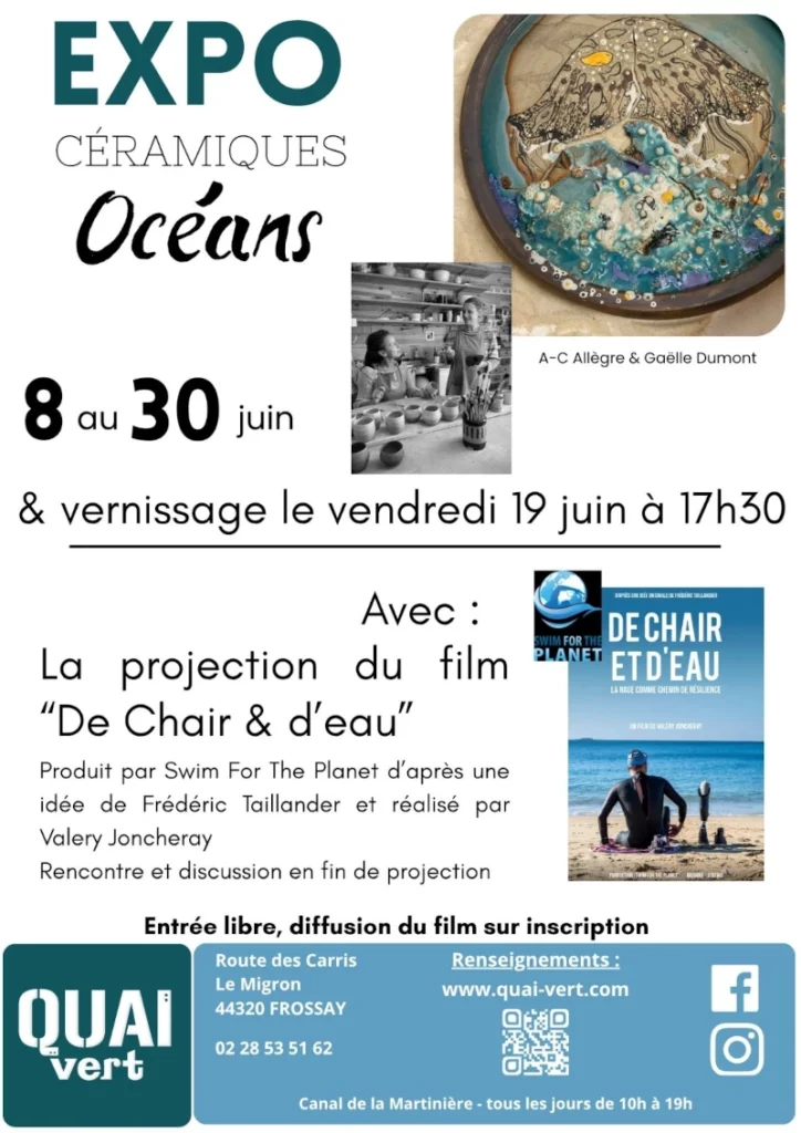 Exposition Océans, céramiques d'Anne-Cécile Allegre et Gaëlle Dumont, au quai vert à Frossay, près de Saint-Nazaire, Paimboeuf et Saint-Père en Retz